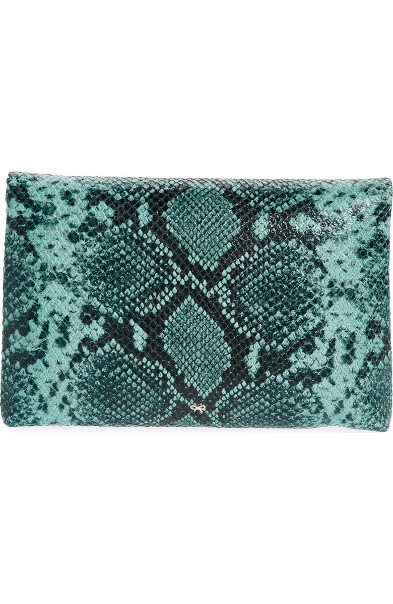 Anya Hindmarch Valorie Snake Embossed Leather Clutch, Alternate, color,