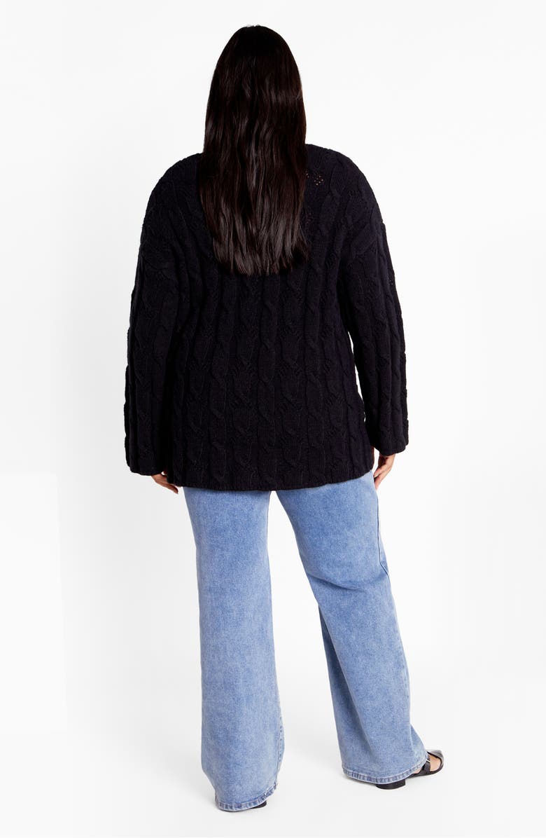 City Chic Iris Mock Neck Cable Knit Sweater, Alternate, color, Black