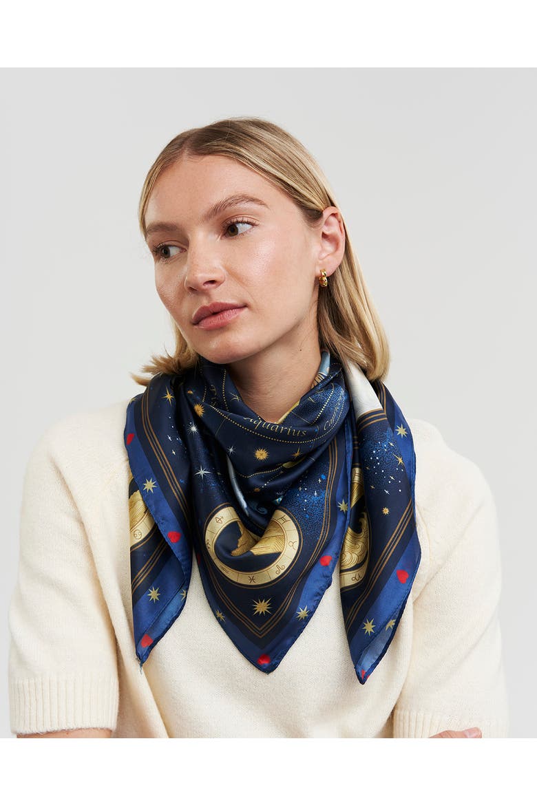 Zodiac Medium Square Scarf, Alternate, color, Light Blue