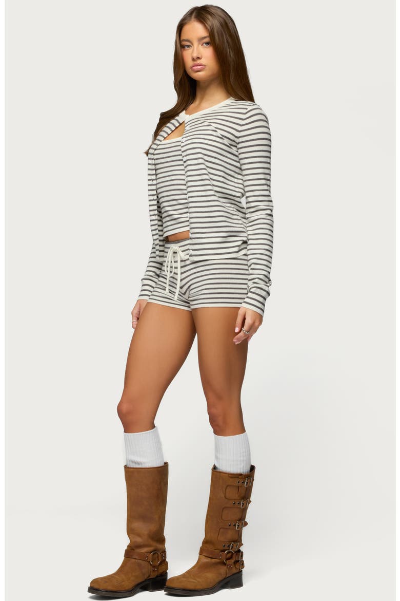 Lillian Stripe Knit Shorts, Alternate, color, CREAM