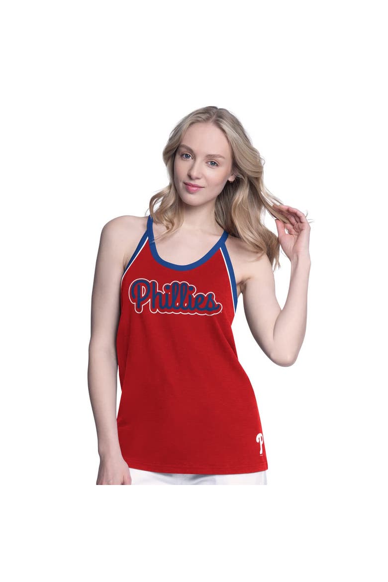 Women's G-III 4Her by Carl Banks Red Philadelphia Phillies Curveball Racerback Tank Top, Main, color, Red