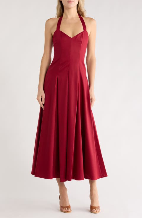 Isabelle Halter Tie Fit & Flare Dress