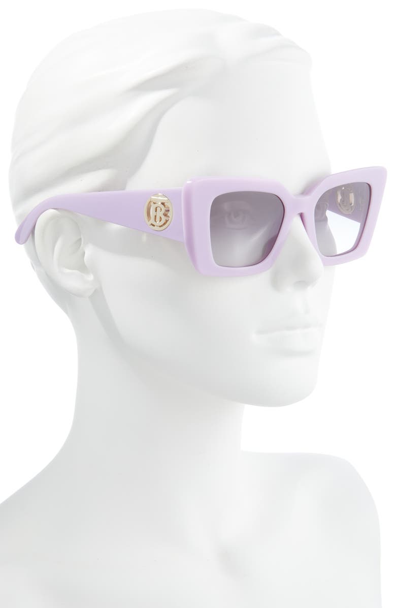 Burberry 51mm Square Sunglasses, Alternate, color, Lilac/ Gradient Grey