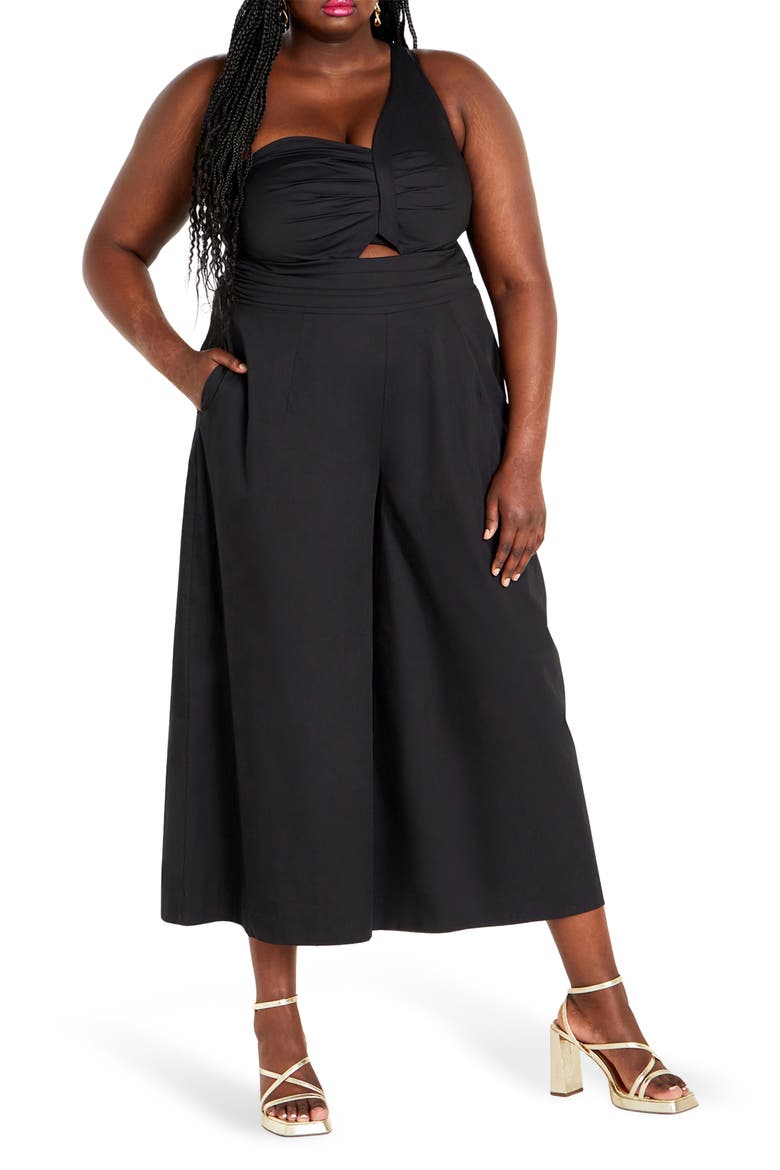 Rebecca One-Shoulder Cotton Jumpsuit, Alternate, color, BLACK