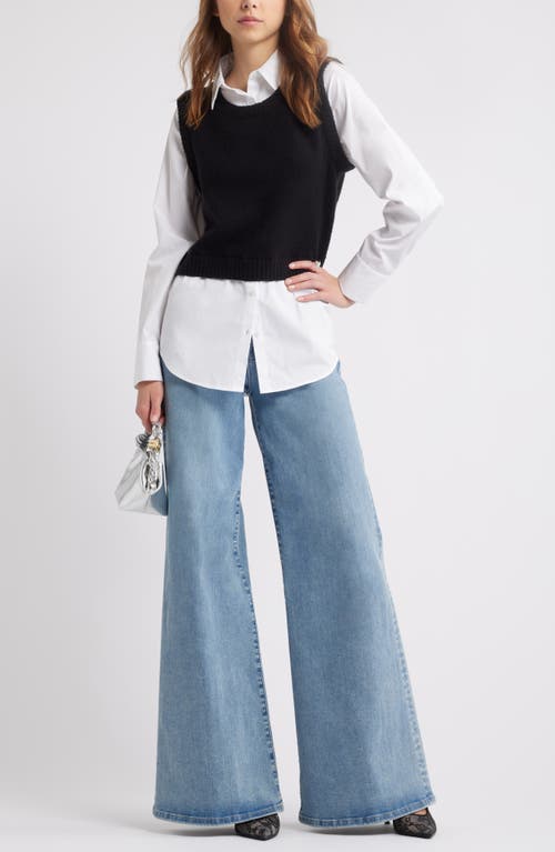 Open Edit Layered Look Sweater Vest