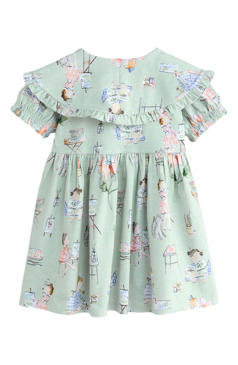 NEXT Kids' Ruffle Cotton Jersey Party Dress, Alternate, color, Green