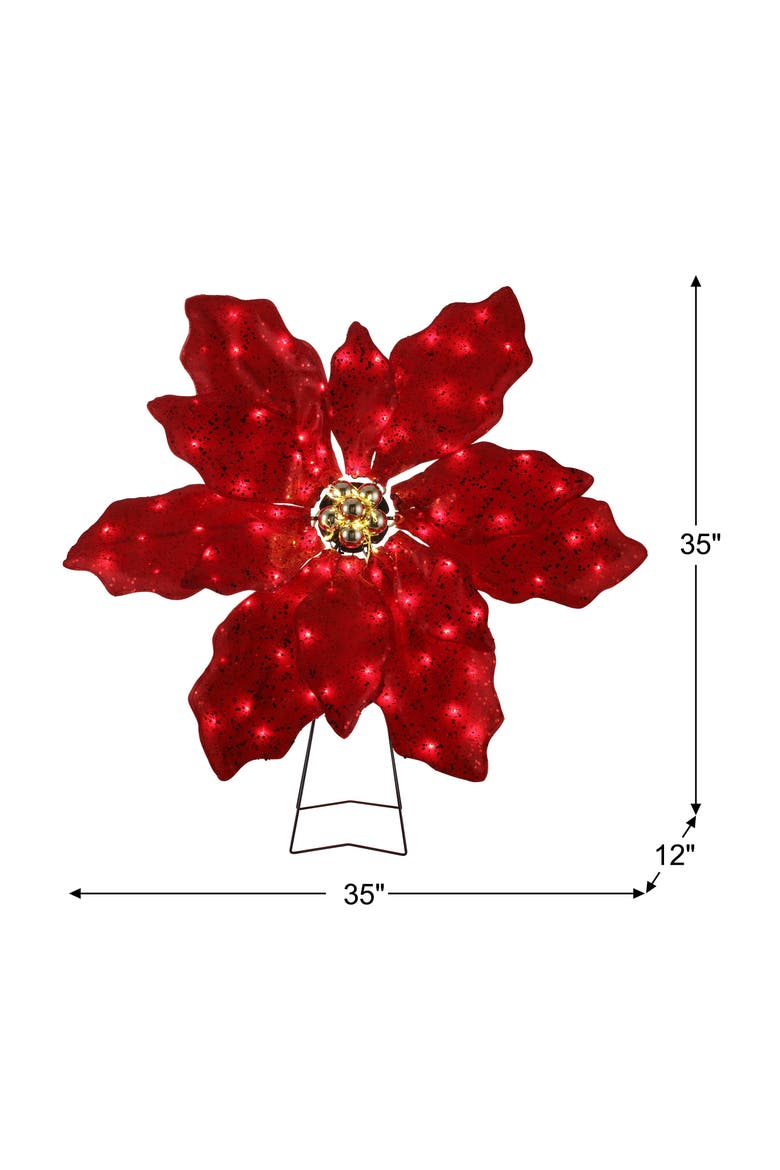 35 in. Outdoor Twinkling LED Poinsettia, Alternate, color, Multicolor