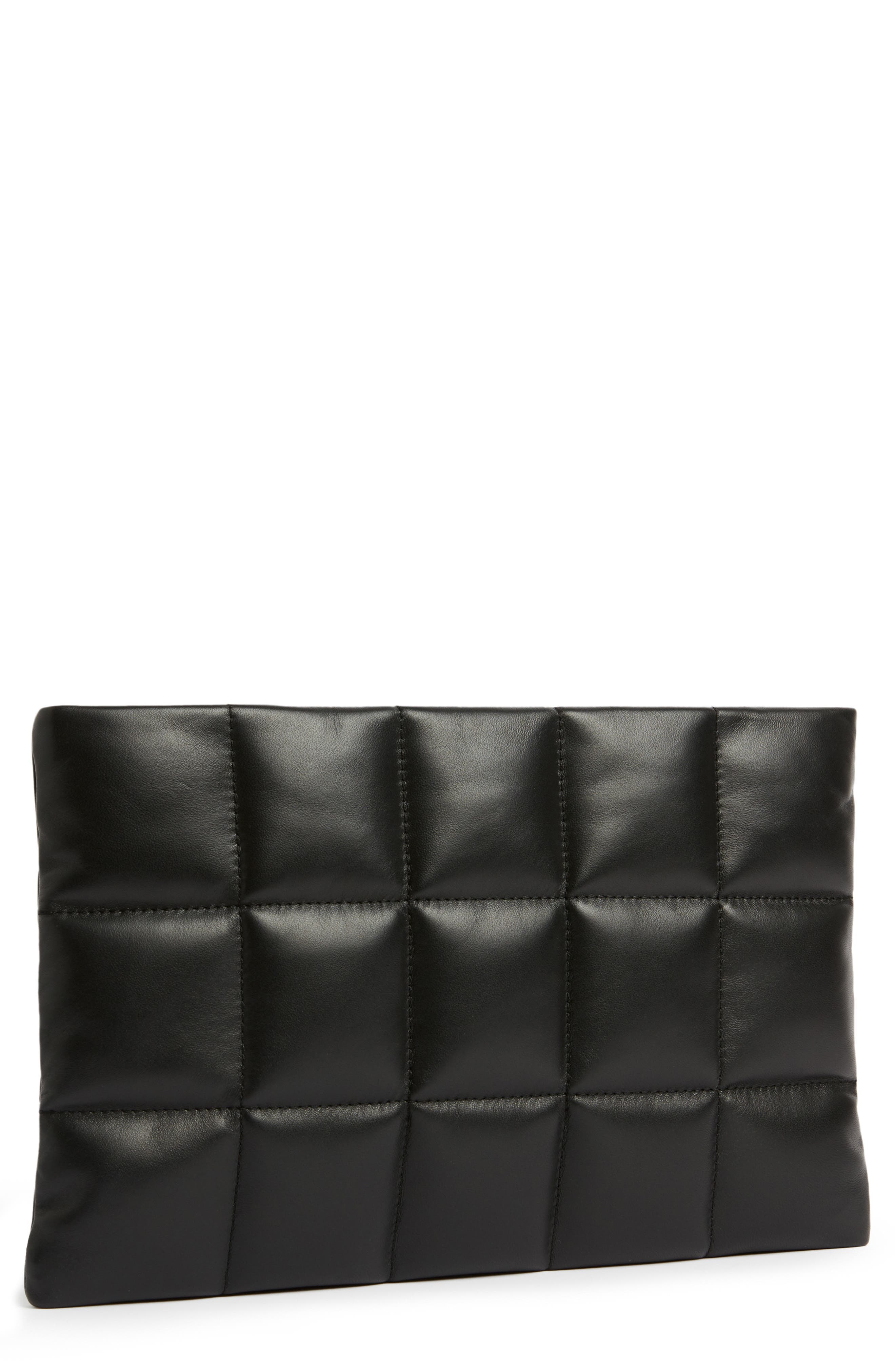 AllSaints Bettina Quilted Leather Clutch, Main, color, 