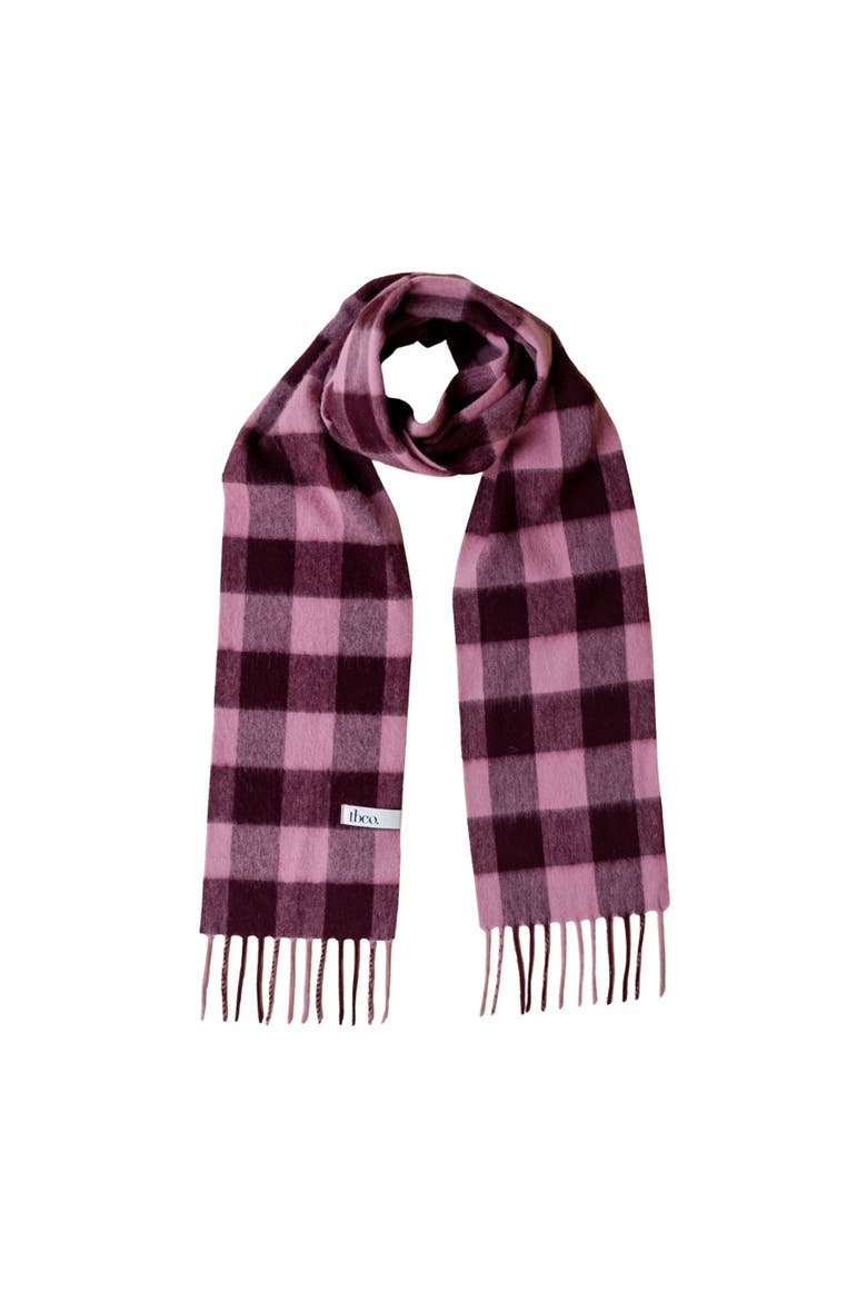 Lambswool Checkered Skinny Scarf, Main, color, Berry Gingham