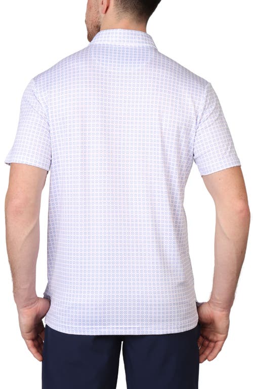 Tailorbyrd Square Print Performance Polo In Dove White