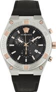 Versace V-Sporty Greca Chronograph Leather Strap Watch, 46mm