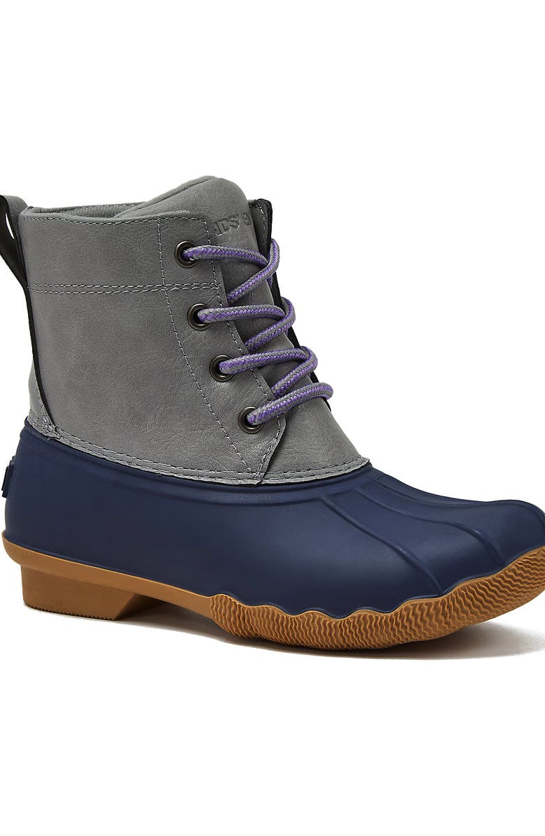 Lands' End Kids Waterproof Duck Boots, Main, color, Gray/Navy