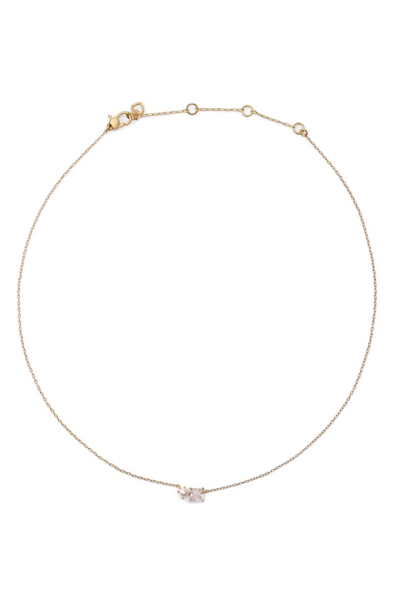 Kate Spade New York dear bestie pendant necklace, Alternate, color, Cream/ Clear/ Gold