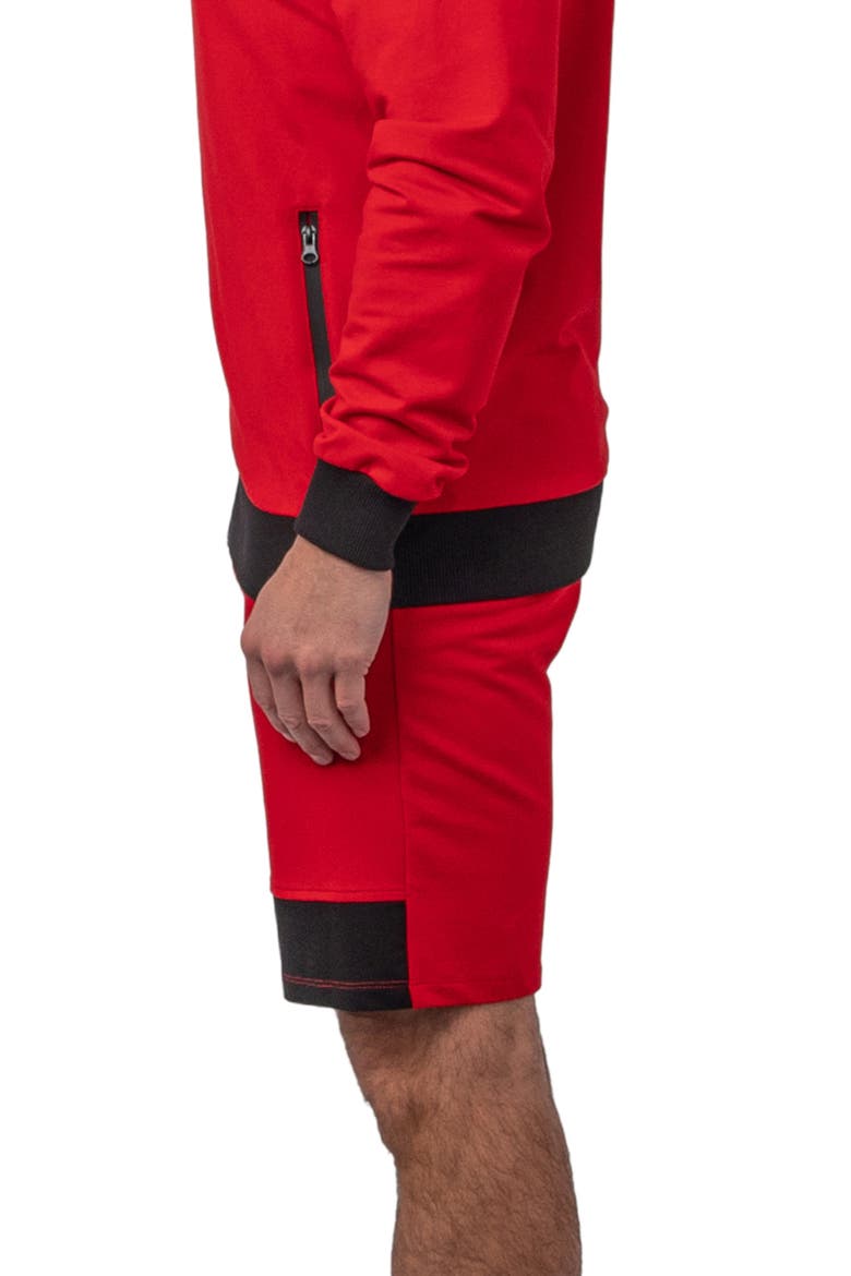 Level Platform Red Stretch Cotton Shorts, Alternate, color, RED