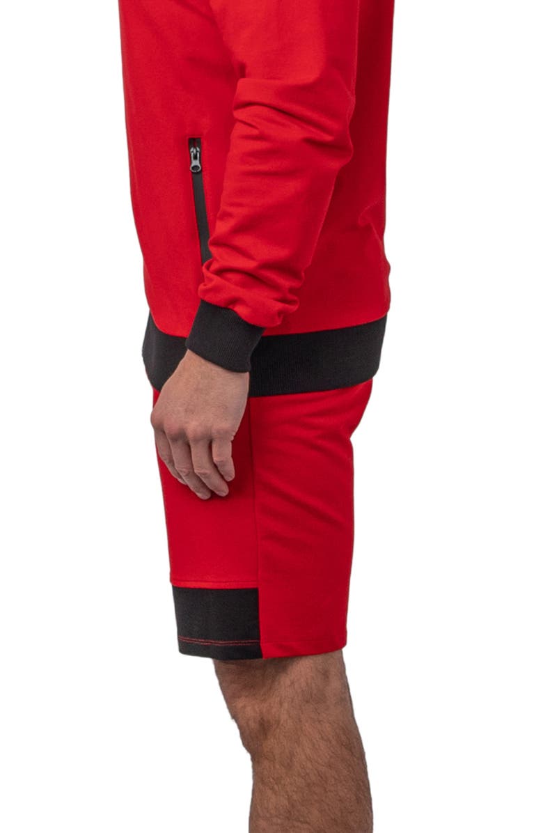 Maceoo Level Platform Red Stretch Cotton Shorts, Alternate, color, Red