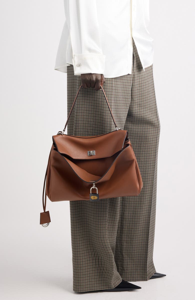 Balenciaga Medium Rodeo Leather Handbag, Alternate, color, 2509 Taupe