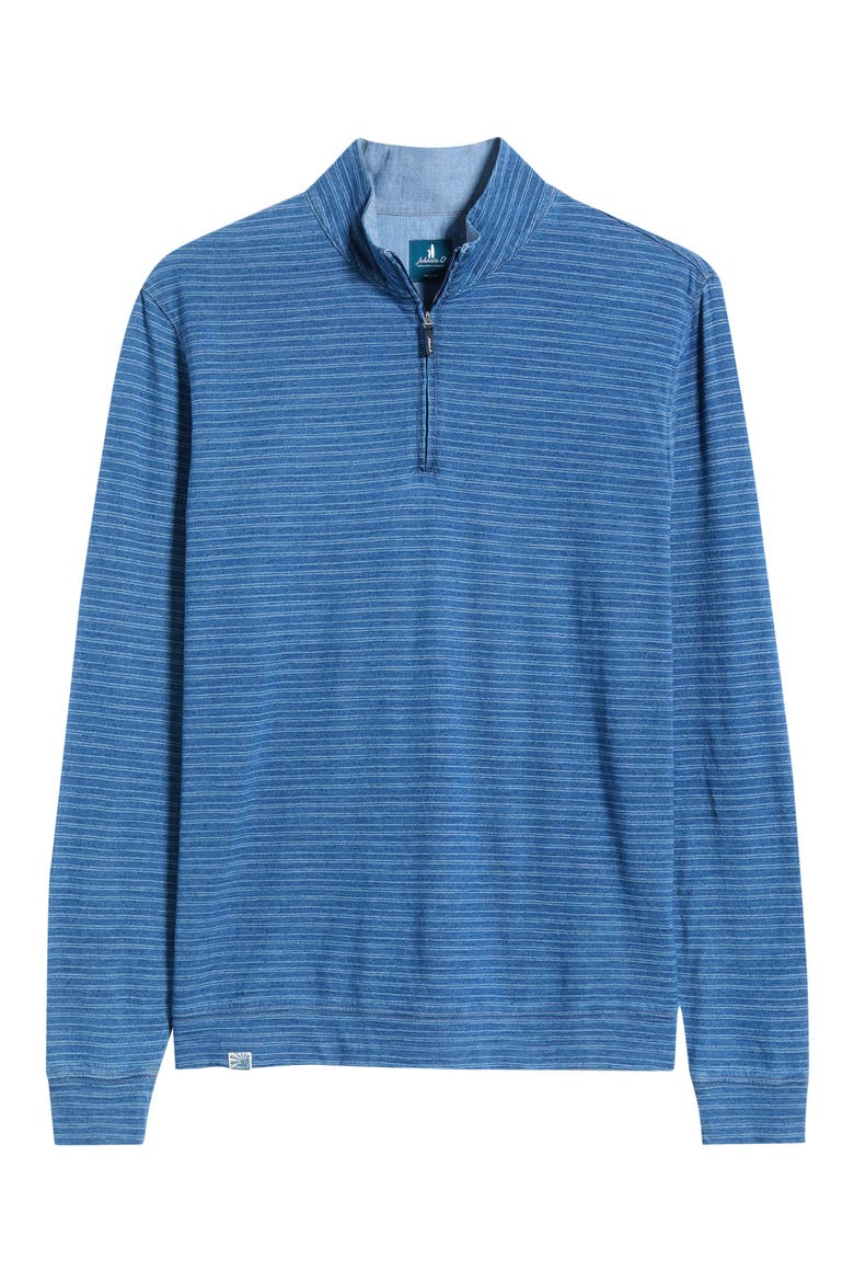 Genova Stripe Jersey Quarter Zip Pullover, Alternate, color, INDIGO