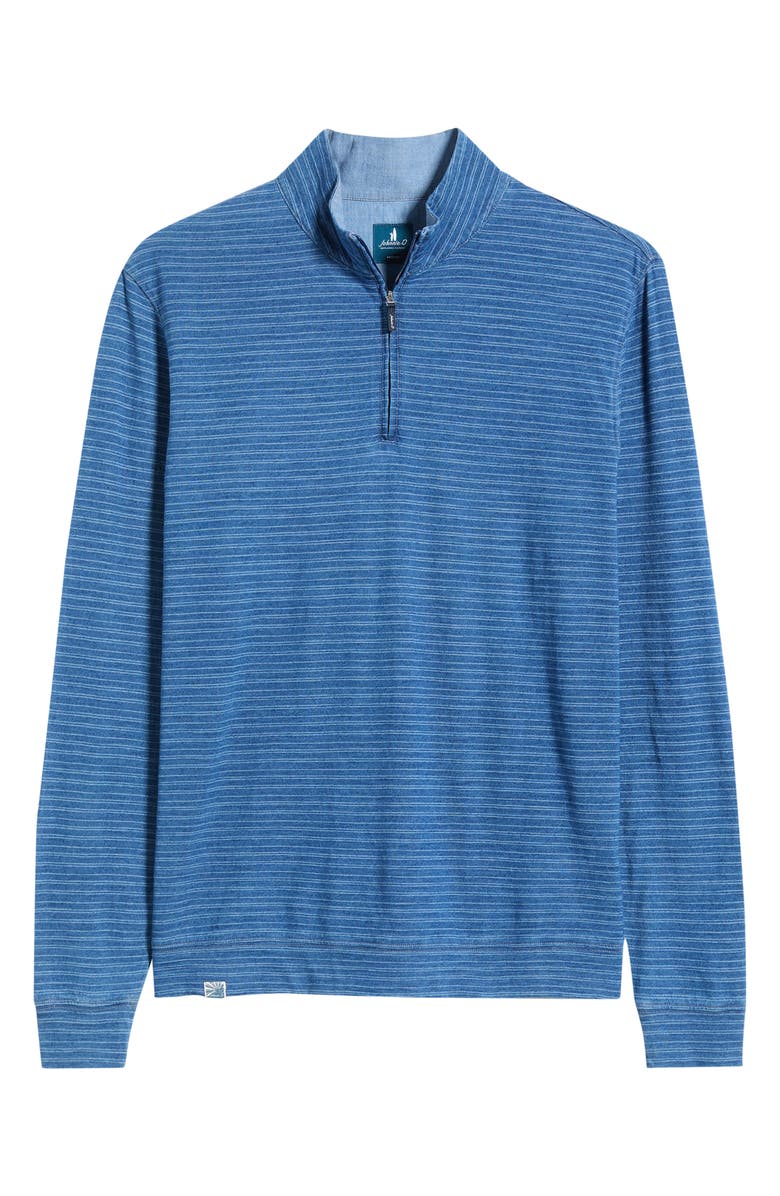 johnnie-O Genova Stripe Jersey Quarter Zip Pullover, Main, color, Indigo