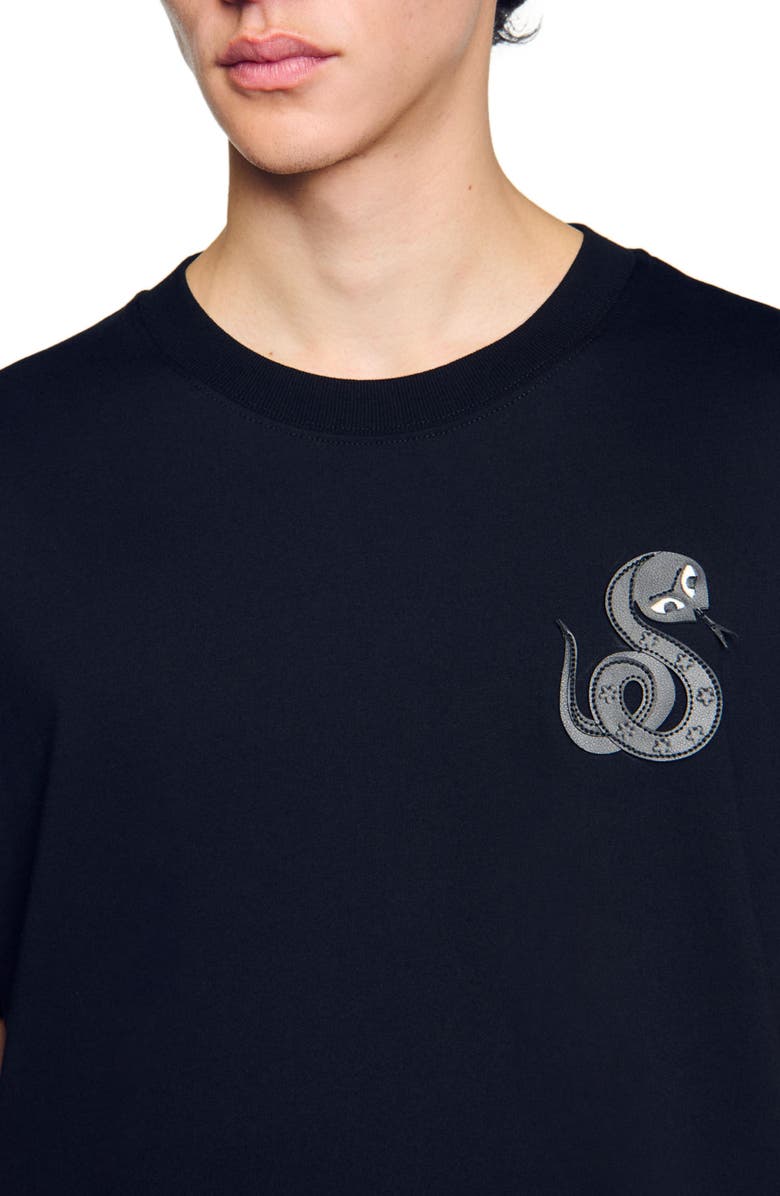 SANDRO T-shirt with Square Cross patch, Alternate, color, 