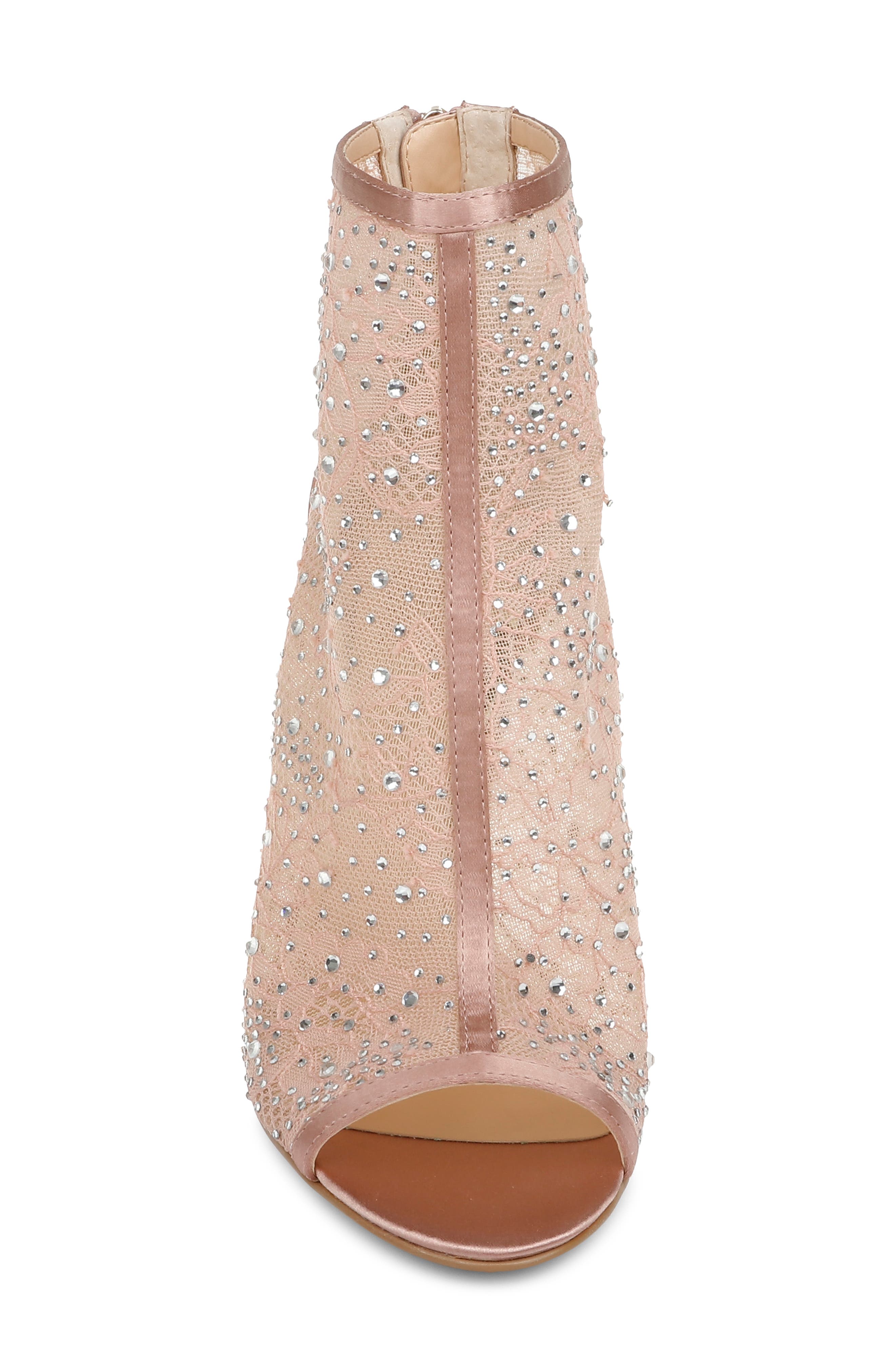 Jewel Badgley Mischka Jewel Crystal Embellished Lace Bootie, Alternate, color, Blush Lace