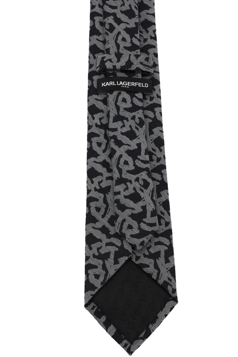Abstract Sketch Tie, Alternate, color, BLACK/ SILVER