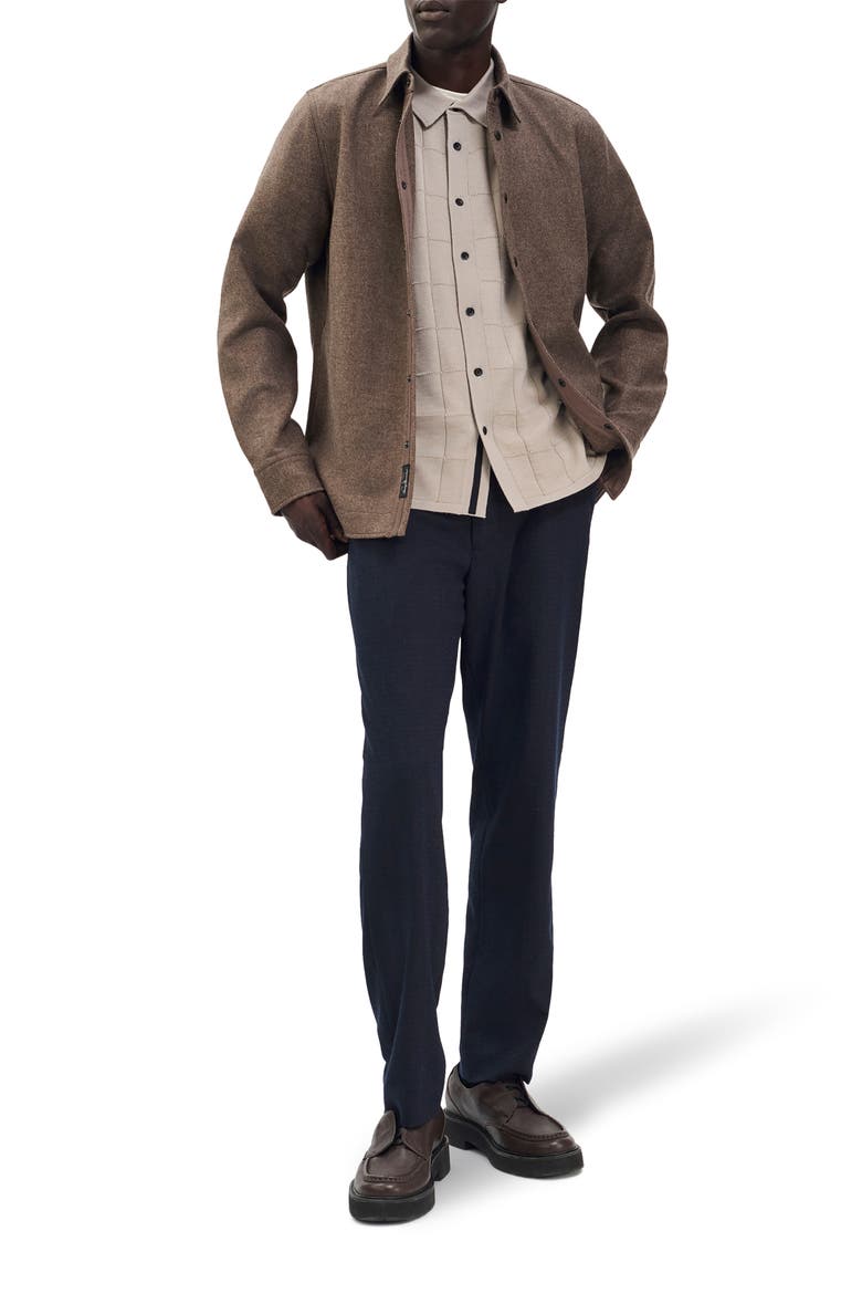 Dalton Wool Blend Short Sleeve Knit Button-Up Shirt, Alternate, color, TAN