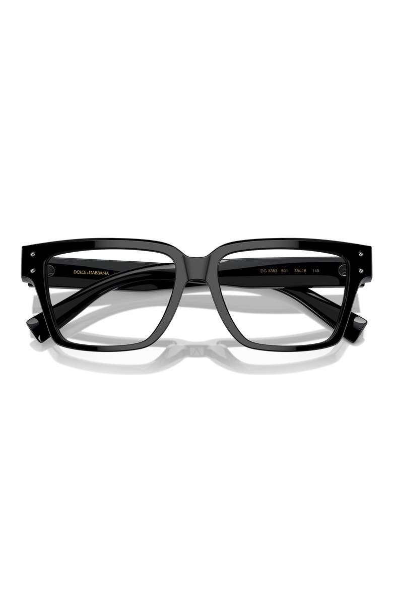 55mm Square Optical Glasses, Alternate, color, BLACK