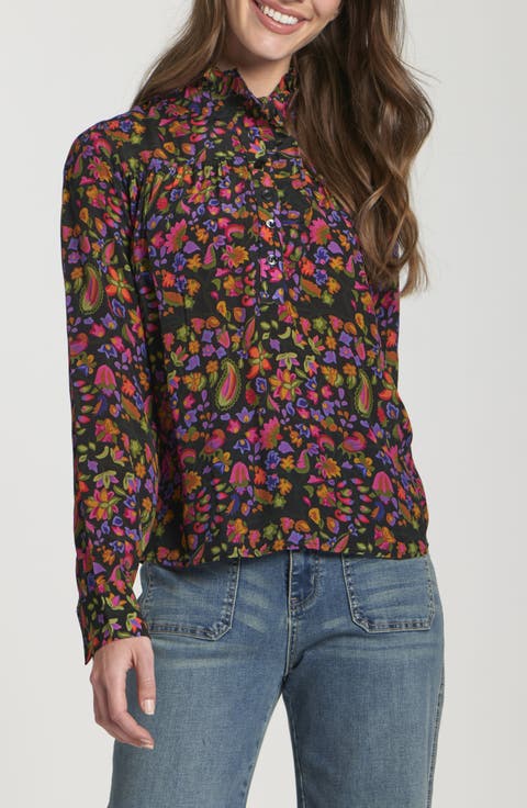 Ruffle Half-Placket Shirt