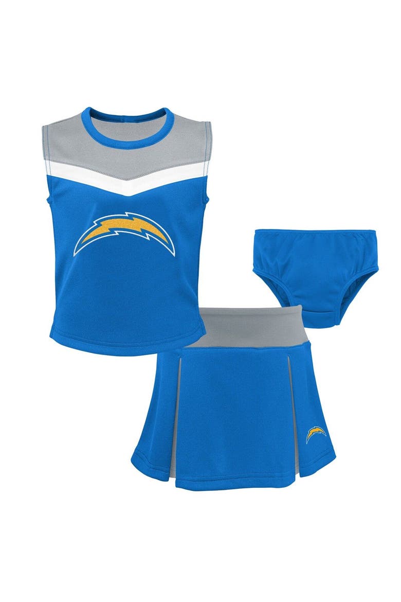 Girls Preschool Powder Blue Los Angeles Chargers Spirit Cheerleader Two-Piece Set with Bloomers, Main, color, Powder Blue
