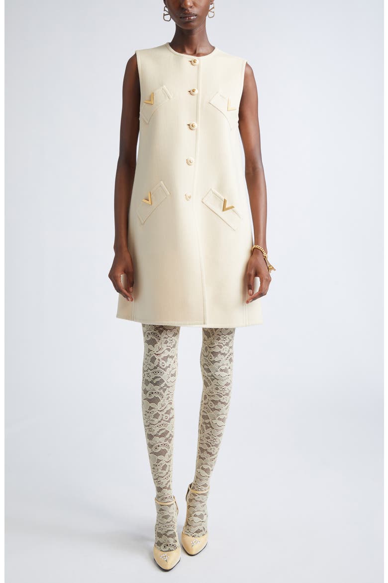 V-Detail Wool & Cashmere Vest, Main, color, NUDE
