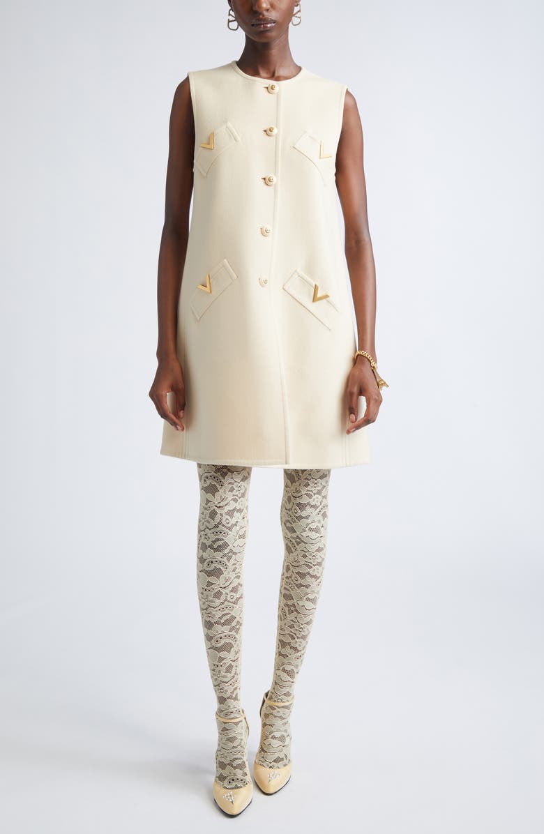 Valentino Garavani V-Detail Wool & Cashmere Vest, Main, color, Nude