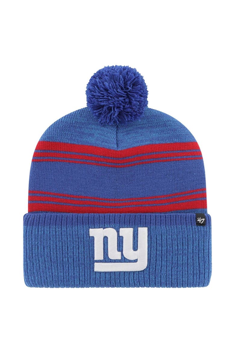 Men's '47 Royal New York Giants Fadeout Cuffed Knit Hat with Pom, Main, color, Royal