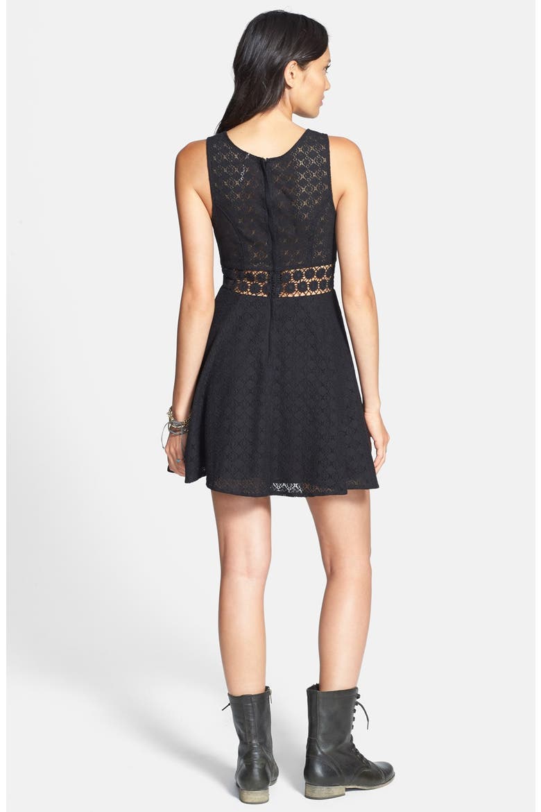 'Daisy' Lace Fit & Flare Dress, Alternate, color, BLACK