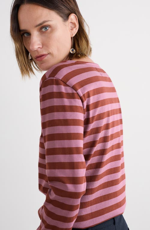 Seasalt Cornwall Sailor Stripe Long Sleeve Organic Cotton T-shirt In Brown