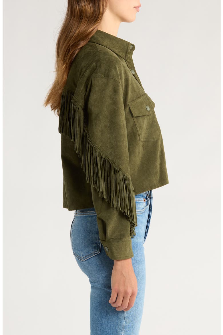 Faux Suede Fringe Jacket, Alternate, color, KALE CHIPS
