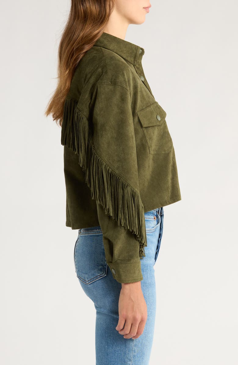 BLANKNYC Faux Suede Fringe Jacket, Alternate, color, Kale Chips