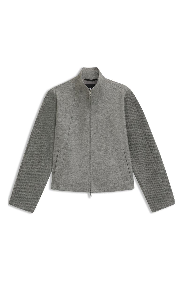 BOSS Jundalini Crop Wool Jacket, Alternate, color, Concrete Grey Melange
