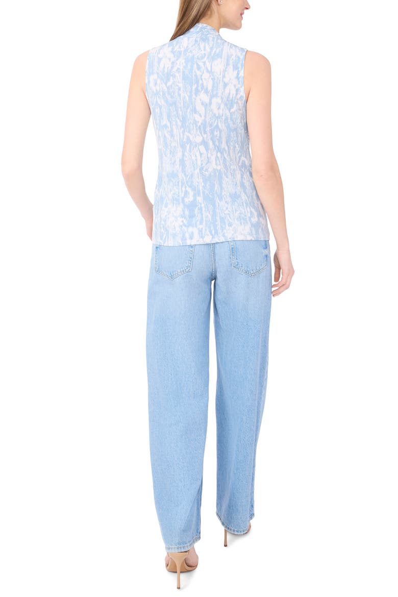Print Crossover Wrap Sleeveless Knit Top, Alternate, color, LAKE BREEZE