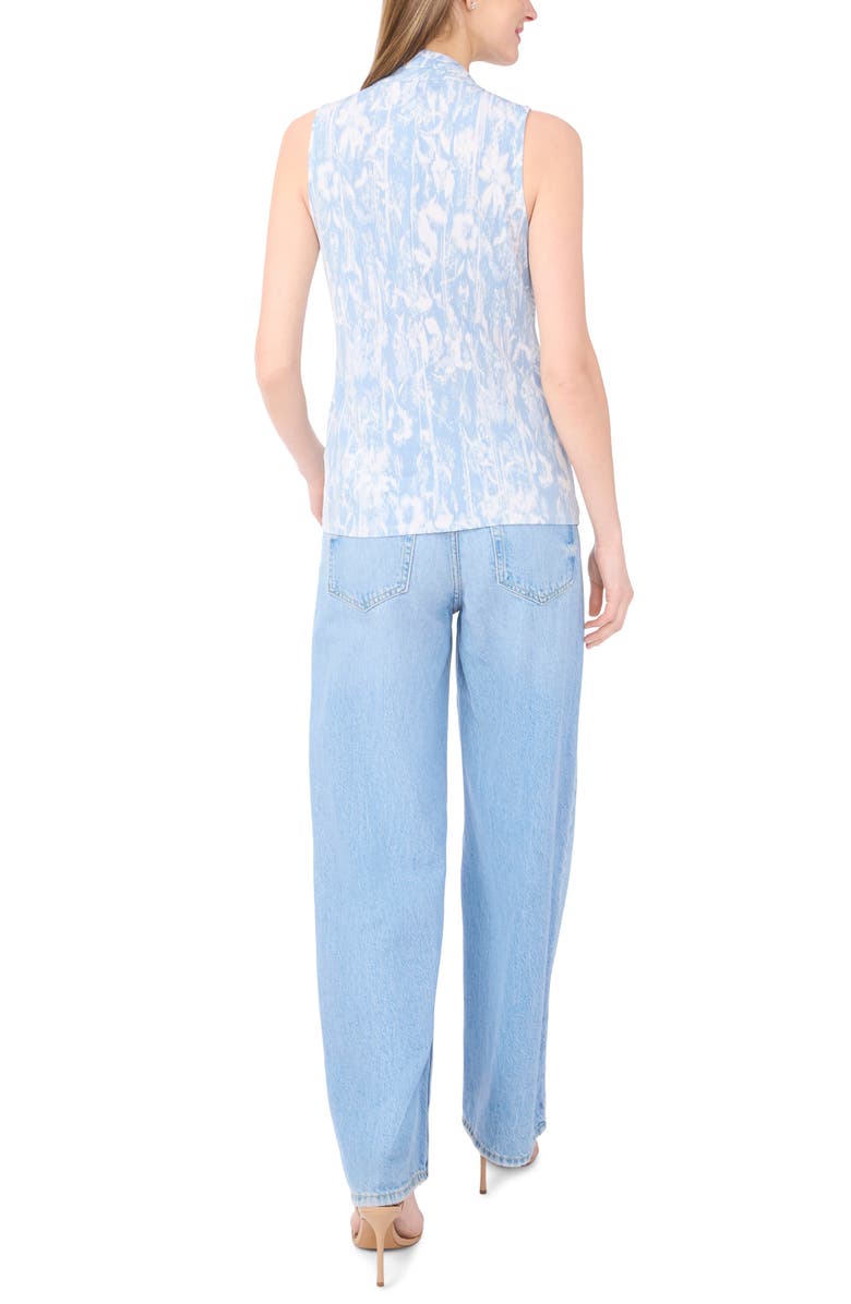 Vince Camuto Print Crossover Wrap Sleeveless Knit Top, Alternate, color, Lake Breeze