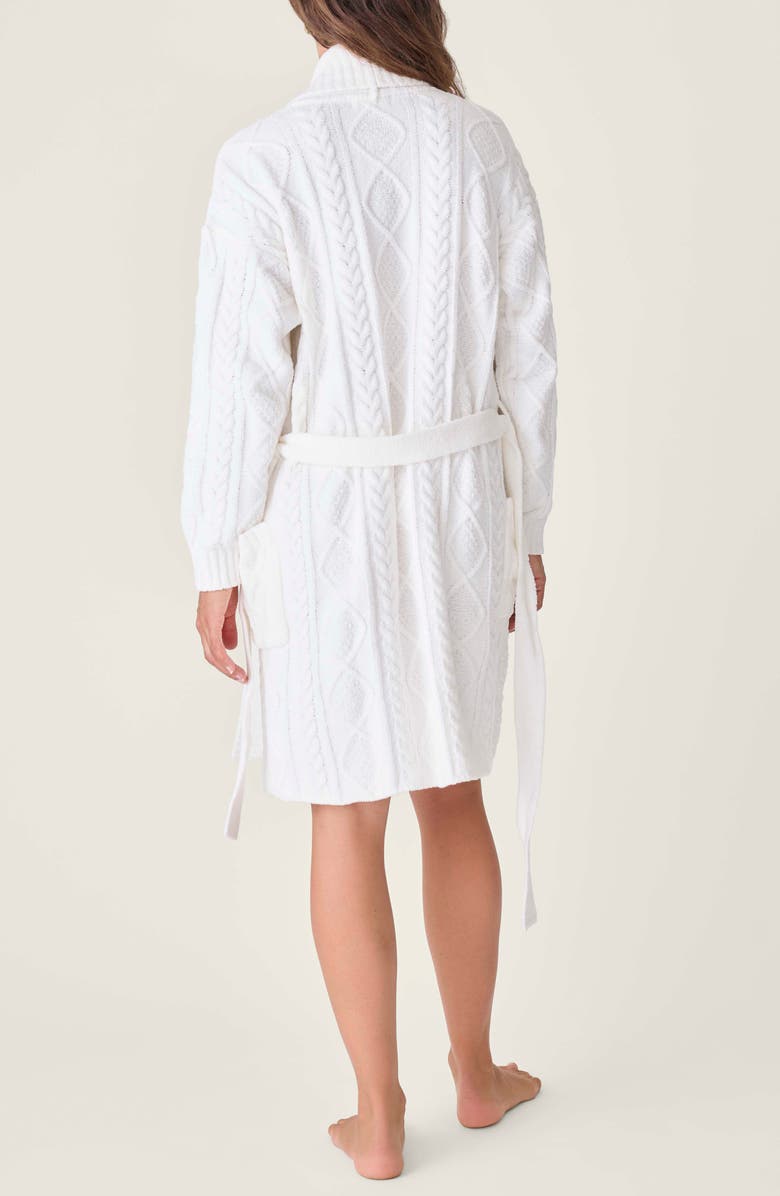 PJ Salvage Tie Waist Cable Stitch Chenille Robe, Alternate, color, Ivory