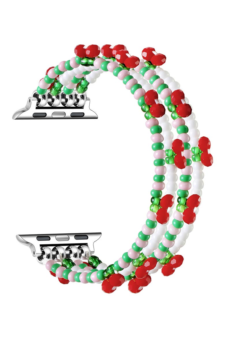 Cherry Beaded Apple Watch® Watchband, Alternate, color, GREEN/ RED