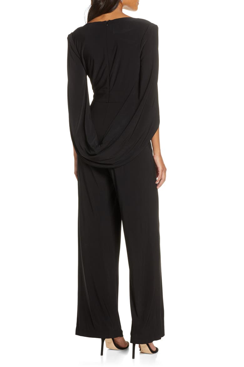 Cape Sleeve Jumpsuit, Alternate, color, BLACK