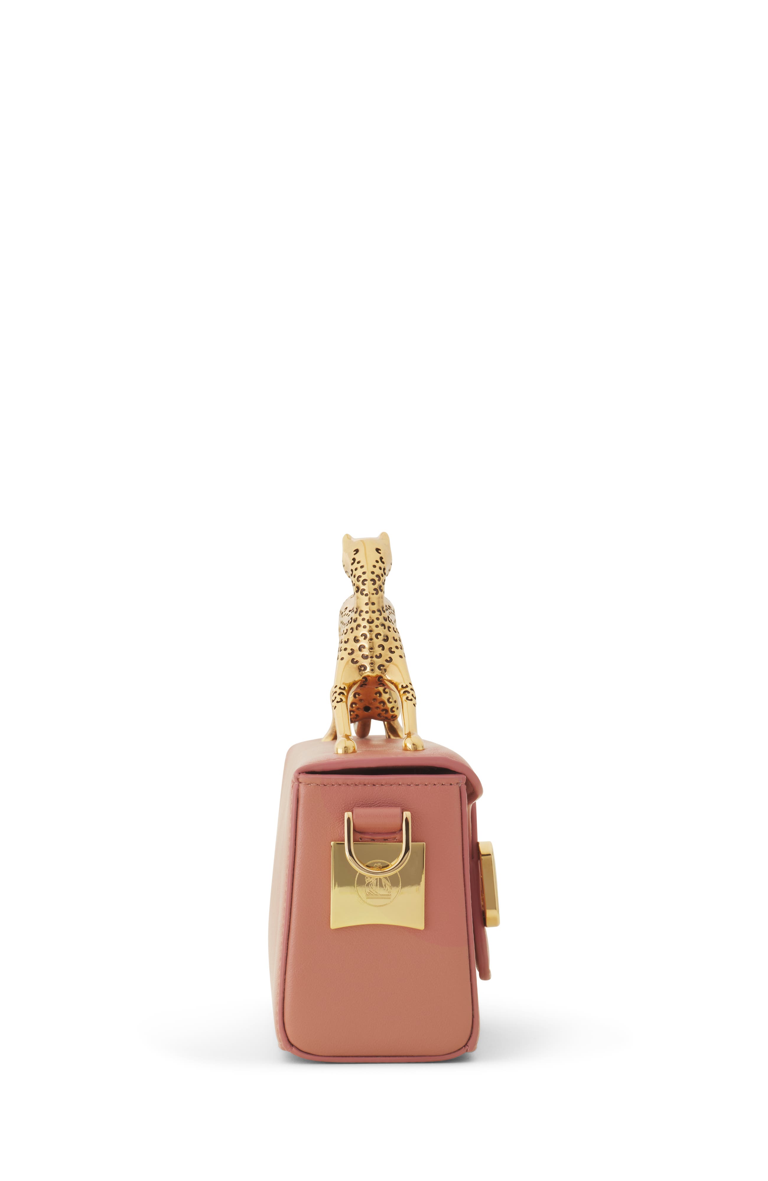 Pencil Cat Nano Bag In Leather, Alternate, color, Dark Pink