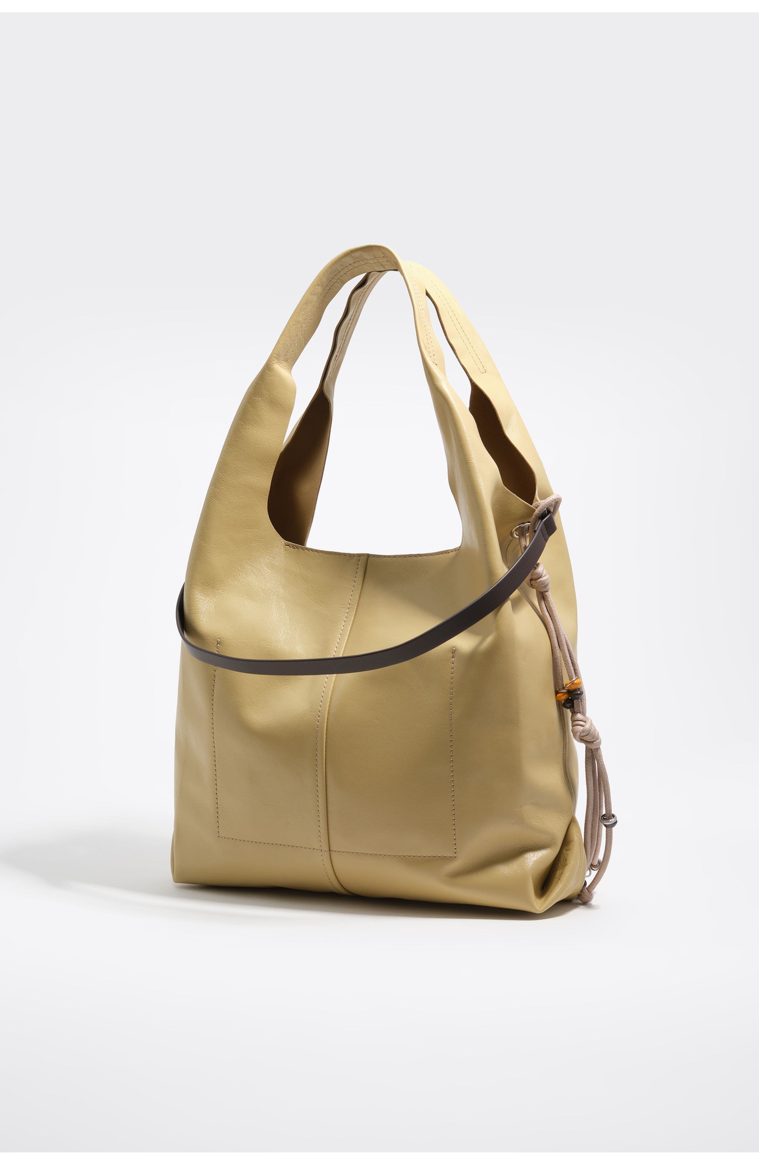 Large Leather Paper Shoulder Bag, Alternate, color, OAT