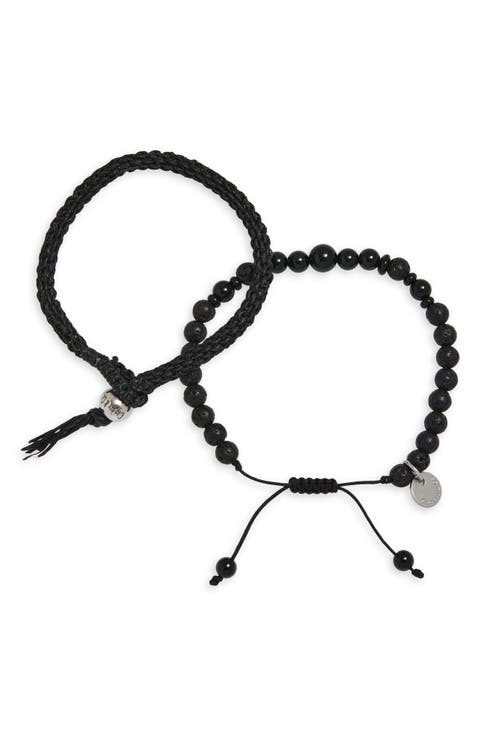 Men's 2-Pack Assorted Onyx & Braided Nylon Bracelets