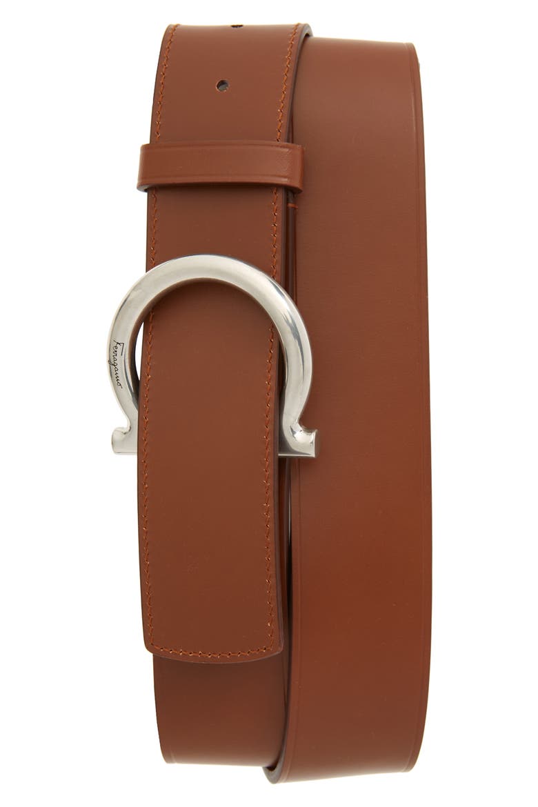 Salvatore Ferragamo Leather Belt, Main, color, LIGHT BROWN