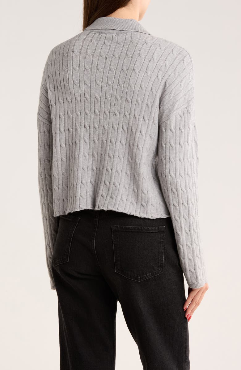 RDI Embroidered Teddy Polo Sweater, Alternate, color, Grey Melange