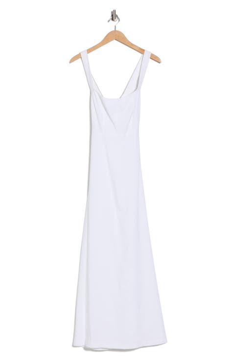 Seamed Linen Blend Maxi Dress