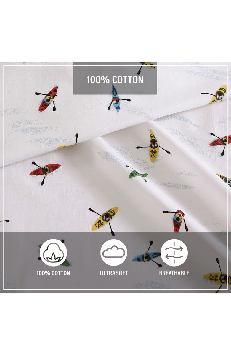 Eddie Bauer Kayaks Queen Cotton Percale Sheet Set, Alternate, color, White