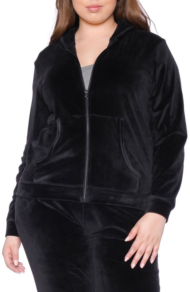 SLINK Jeans Velour Zip Hoodie, Main, color, 